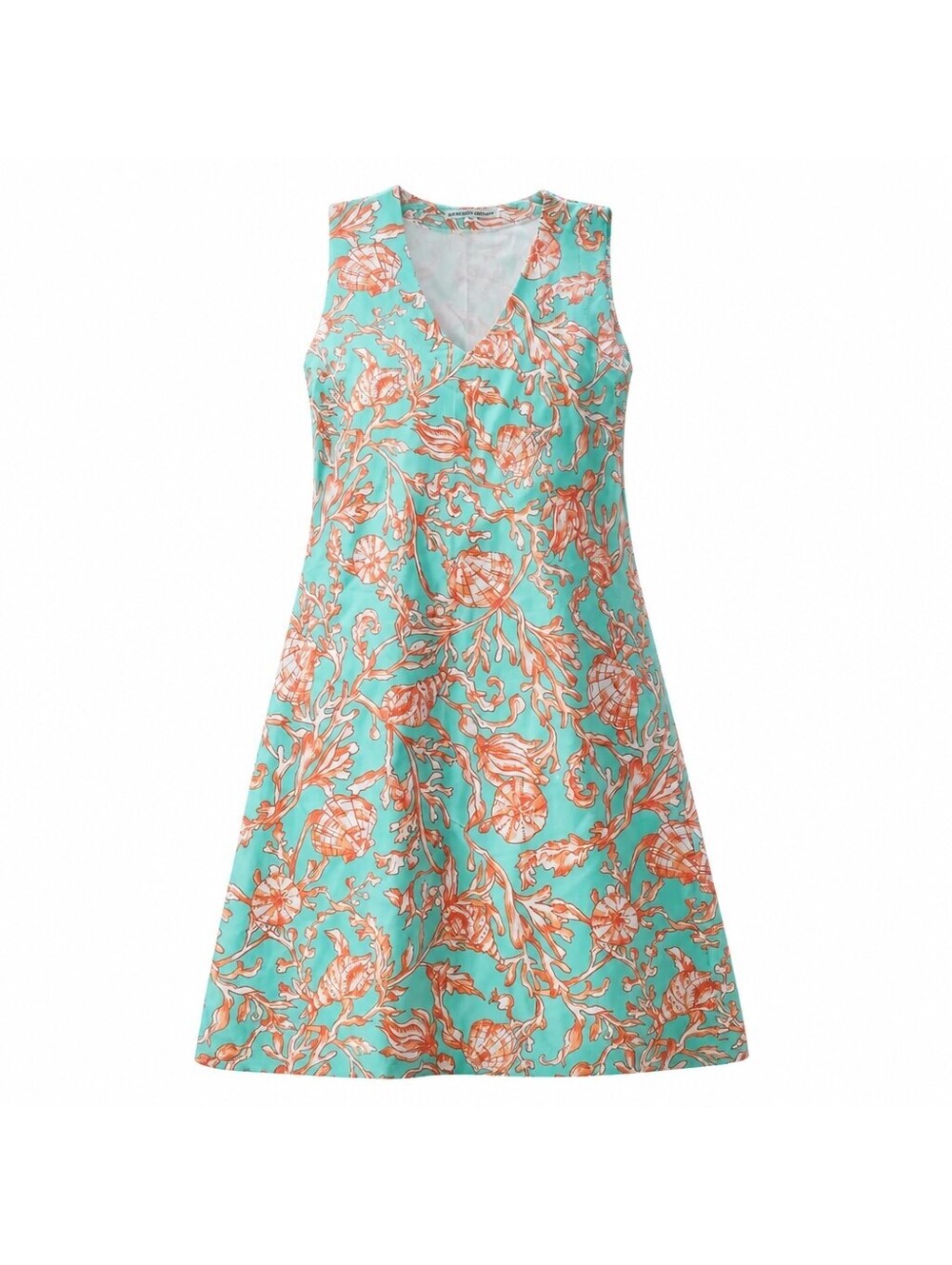 Barbara Gerwit Sleeveless V-Neck A-Line Dress with Shell Print